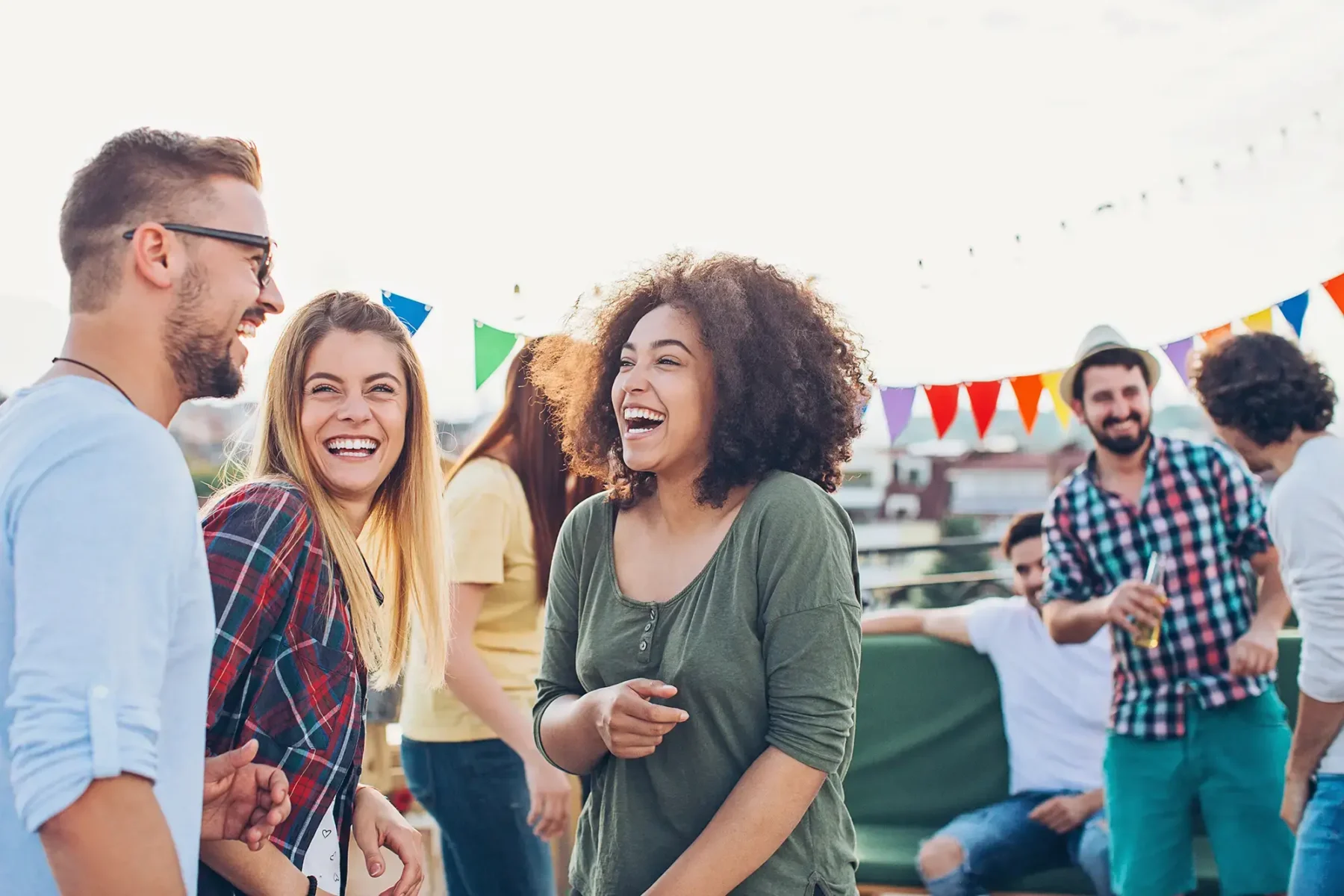 Group of residents enjoying time together and laughing